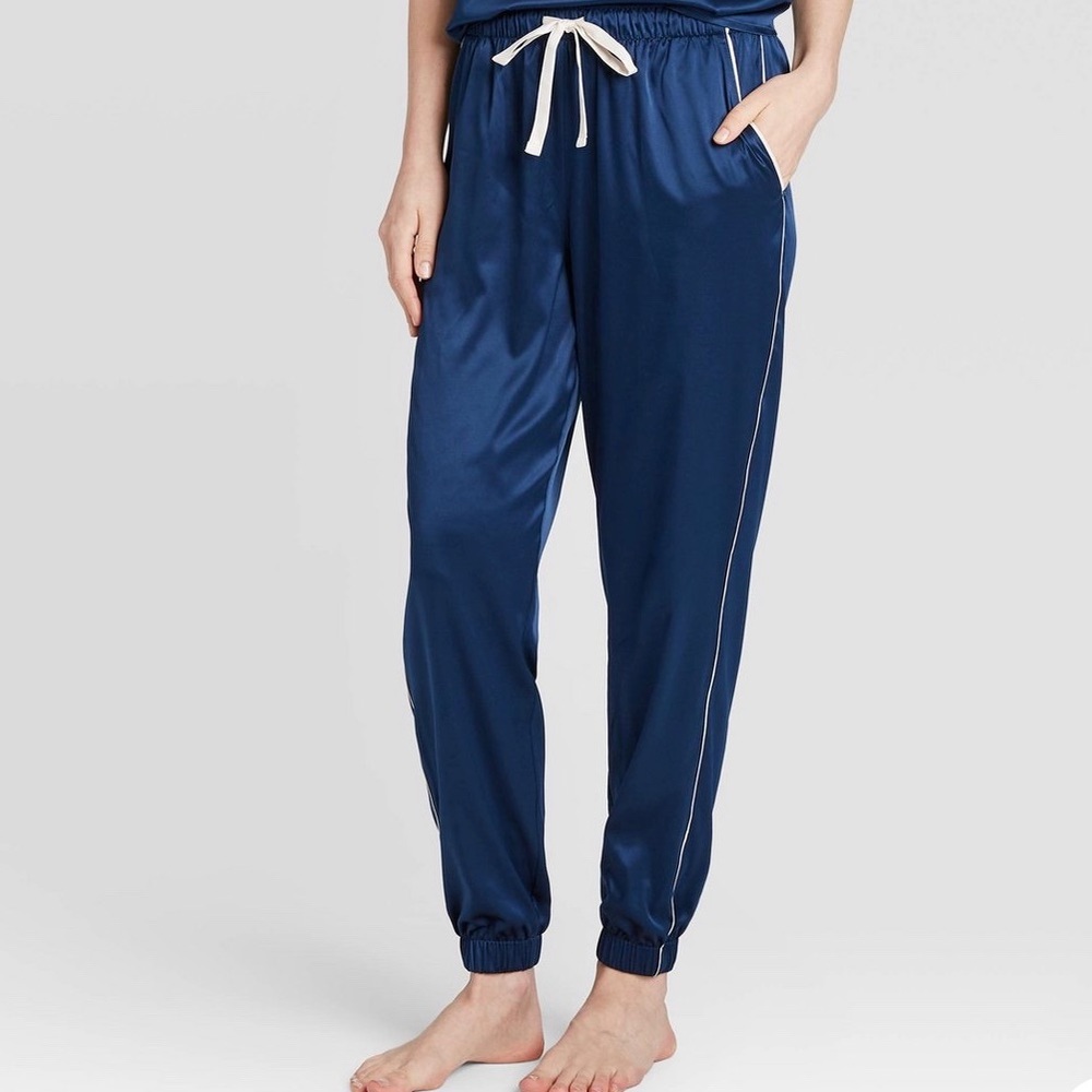 Navy Satin Joggers
